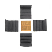 Arno Outdoor 5 Piece Teak Wood Seating Set in Charcoal Olefin - Furniture City (CA)l