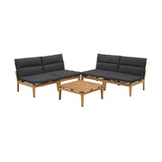 Arno Outdoor 5 Piece Teak Wood Seating Set in Charcoal Olefin - Furniture City (CA)l