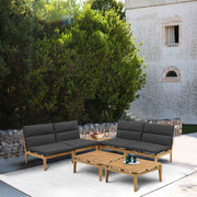 Arno Outdoor 7 Piece Teak Wood Seating Set in Charcoal Olefin - Furniture City (CA)l