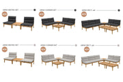 Arno Outdoor 8 Piece Teak Wood Seating Set in Charcoal Olefin - Furniture City (CA)l