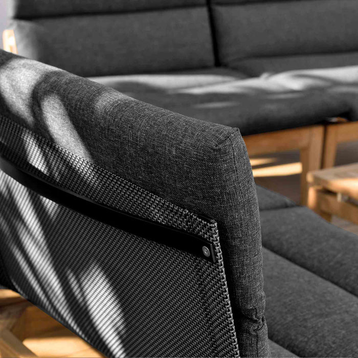 Arno Outdoor 11 Piece Teak Wood Seating Set in Charcoal Olefin