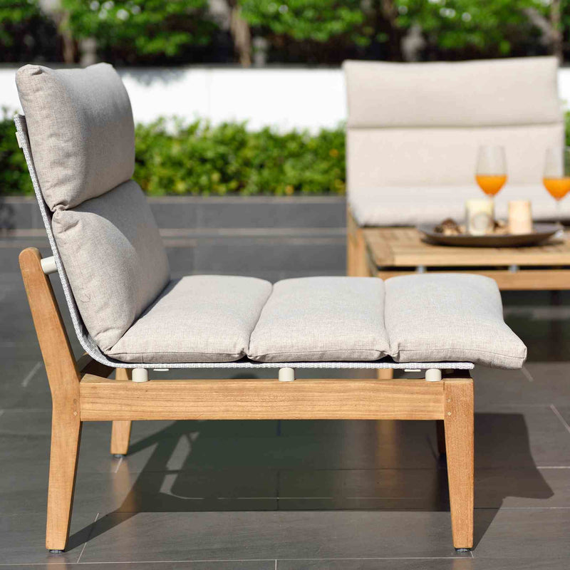 Arno Outdoor 3 Piece Teak Wood Seating Set in Beige Olefin - Furniture City (CA)l