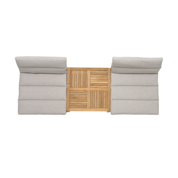 Arno Outdoor 3 Piece Teak Wood Seating Set in Beige Olefin