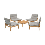 Arno Outdoor 5 Piece Teak Wood Seating Set in Beige Olefin - Furniture City (CA)l