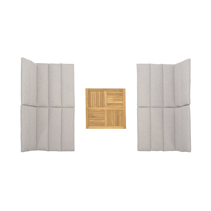 Arno Outdoor 5 Piece Teak Wood Seating Set in Beige Olefin - Furniture City (CA)l