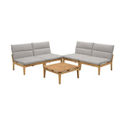 Arno Outdoor 5 Piece Teak Wood Seating Set in Beige Olefin - Furniture City (CA)l