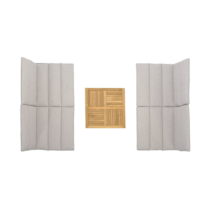 Arno Outdoor 5 Piece Teak Wood Seating Set in Beige Olefin