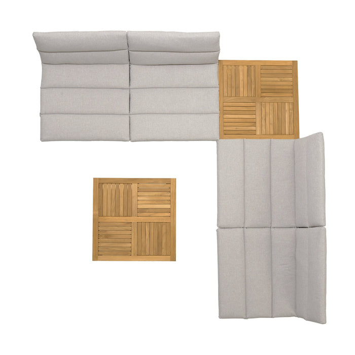 Arno Outdoor 6 Piece Teak Wood Seating Set in Beige Olefin