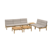 Arno Outdoor 8 Piece Teak Wood Seating Set in Beige Olefin - Furniture City (CA)l