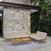 Arno Outdoor 8 Piece Teak Wood Seating Set in Beige Olefin - Furniture City (CA)l