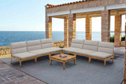 Arno Outdoor 8 Piece Teak Wood Seating Set in Beige Olefin - Furniture City (CA)l
