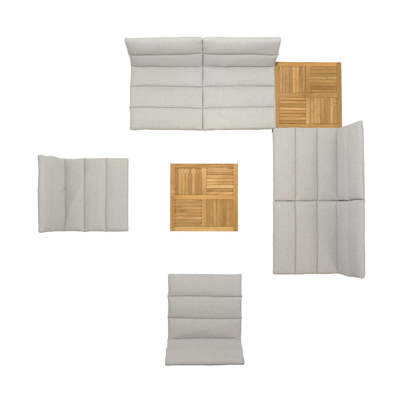 Arno Outdoor 8 Piece Teak Wood Seating Set in Beige Olefin - Furniture City (CA)l