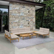 Arno Outdoor 11 Piece Teak Wood Seating Set in Beige Olefin - Furniture City (CA)l