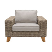 Bahamas Outdoor 4 Piece Wicker & Teak Sofa Seating Set with Beige Olefin - Furniture City (CA)l