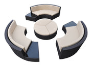 Barbados 9 piece Wicker Outdoor Patio Set in Black Powder Coated Finish with Water Resistant Beige Fabric Cushions - Furniture City (CA)l