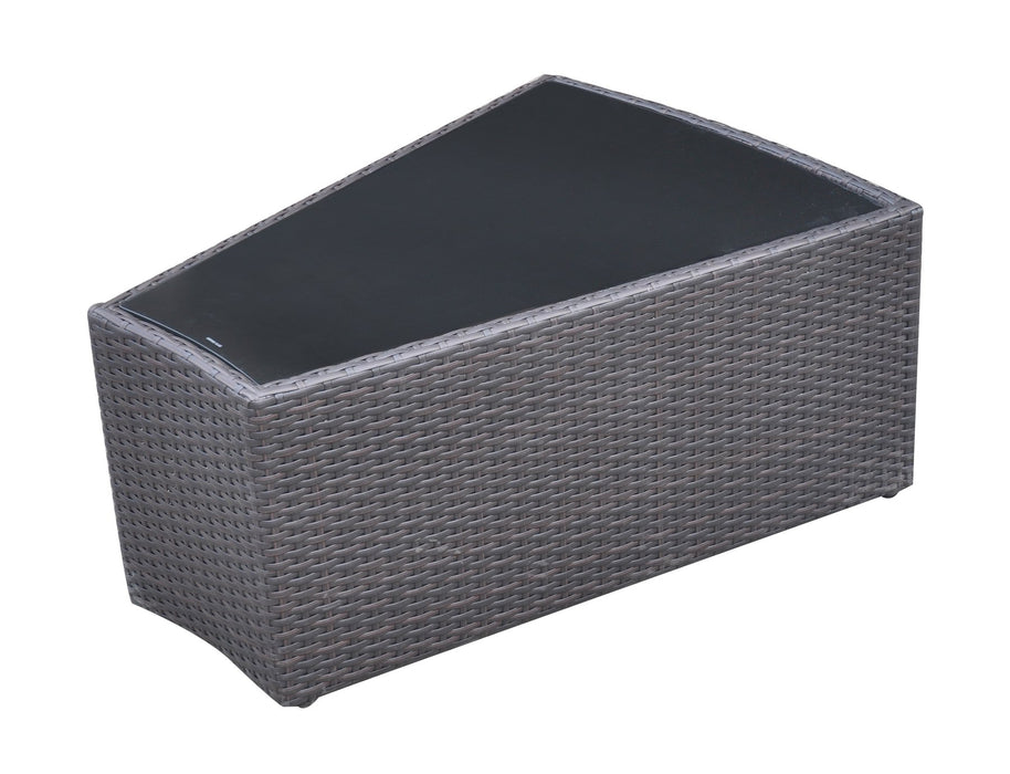 Barbados 9 piece Wicker Outdoor Patio Set in Black Powder Coated Finish with Water Resistant Beige Fabric Cushions