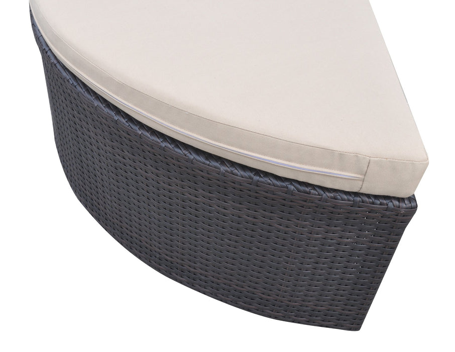 Barbados 9 piece Wicker Outdoor Patio Set in Black Powder Coated Finish with Water Resistant Beige Fabric Cushions