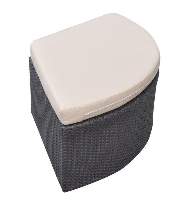 Barbados 9 piece Wicker Outdoor Patio Set in Black Powder Coated Finish with Water Resistant Beige Fabric Cushions