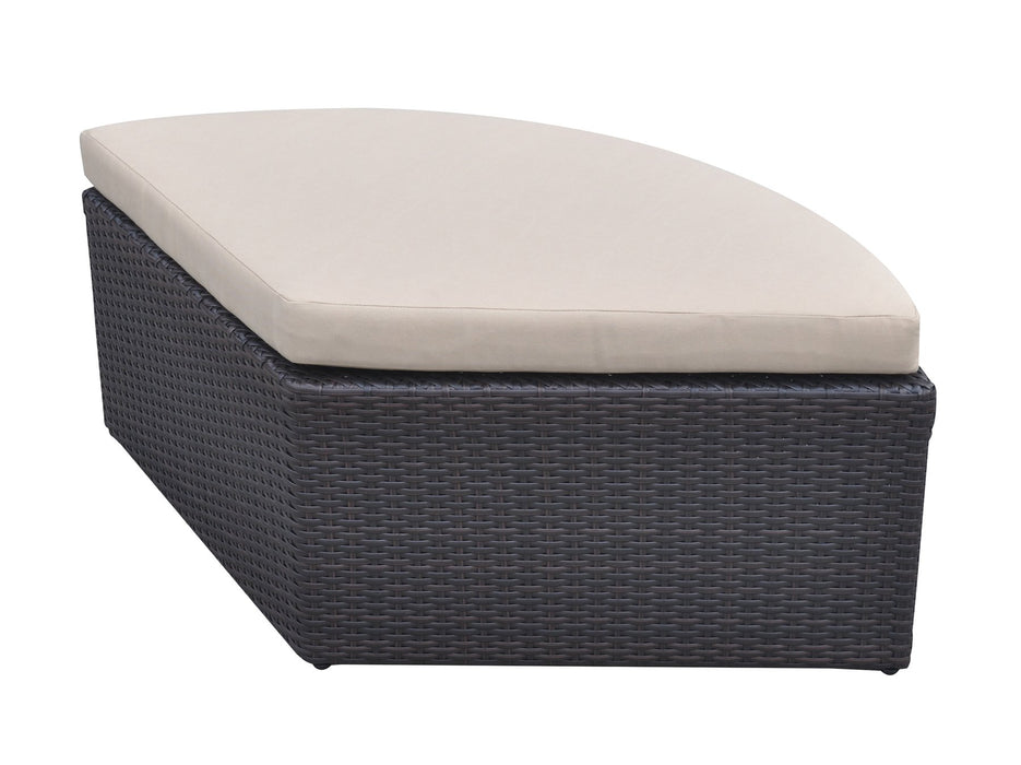 Barbados 9 piece Wicker Outdoor Patio Set in Black Powder Coated Finish with Water Resistant Beige Fabric Cushions