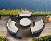 Barbados 9 piece Wicker Outdoor Patio Set in Black Powder Coated Finish with Water Resistant Beige Fabric Cushions - Furniture City (CA)l