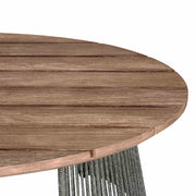Benicia Outdoor Patio 4 Piece Conversation Set in Weathered Eucalyptus Wood and Metal with Gray Rope and Taupe Cushions - Furniture City (CA)l