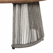 Benicia Outdoor Patio 4 Piece Conversation Set in Weathered Eucalyptus Wood and Metal with Gray Rope and Taupe Cushions - Furniture City (CA)l