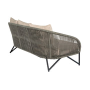Benicia Outdoor Patio 4 Piece Conversation Set in Weathered Eucalyptus Wood and Metal with Gray Rope and Taupe Cushions - Furniture City (CA)l