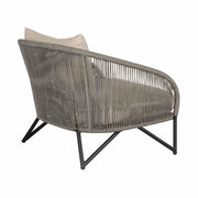 Benicia Outdoor Patio 4 Piece Conversation Set in Weathered Eucalyptus Wood and Metal with Gray Rope and Taupe Cushions - Furniture City (CA)l