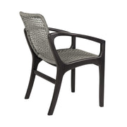 Glendora Beckham Outdoor Patio 5 Piece Live Edge Dining Set in Eucalyptus Wood and Gray Rope - Furniture City (CA)l