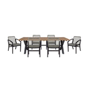Glendora Beckham Outdoor Patio 7 Piece Live Edge Dining Set in Eucalyptus Wood and Gray Rope - Furniture City (CA)l