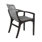 Frinton and Beckham 5 Piece Outdoor Patio Dining Set in Dark Eucalyptus Wood and Gray Rope - Furniture City (CA)l