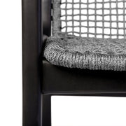 Frinton and Beckham 5 Piece Outdoor Patio Dining Set in Dark Eucalyptus Wood and Gray Rope - Furniture City (CA)l