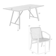 Frinton and Beckham 5 Piece Outdoor Patio Dining Set in Light Eucalyptus Wood and Charcoal Rope - Furniture City (CA)l