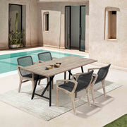 Frinton and Beckham 5 Piece Outdoor Patio Dining Set in Light Eucalyptus Wood and Charcoal Rope - Furniture City (CA)l