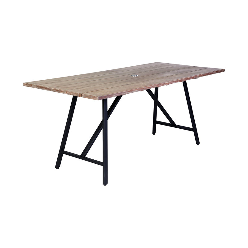 Frinton and Beckham 5 Piece Outdoor Patio Dining Set in Light Eucalyptus Wood and Charcoal Rope - Furniture City (CA)l