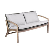 Beckham 4 Piece Outdoor Patio Seating Set in Light Eucalyptus Wood with Charcoal Rope and White Cushions - Furniture City (CA)l