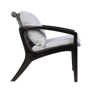 Beckham Outdoor Chair in Dark Eucalyptus Wood and Gray Rope with White Cushions - Furniture City (CA)l