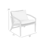 Beckham Outdoor Chair in Dark Eucalyptus Wood and Gray Rope with White Cushions - Furniture City (CA)l