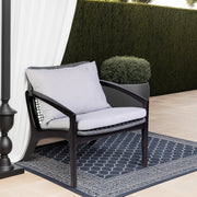 Beckham Outdoor Chair in Dark Eucalyptus Wood and Gray Rope with White Cushions - Furniture City (CA)l