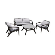 Beckham Outdoor Sofa in Dark Eucalyptus Wood and Gray Rope with White Cushions - Furniture City (CA)l