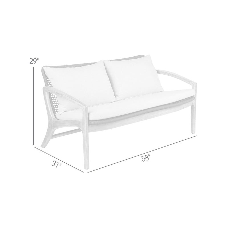 Beckham Outdoor Sofa in Dark Eucalyptus Wood and Gray Rope with White Cushions - Furniture City (CA)l