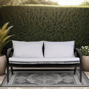 Beckham Outdoor Sofa in Dark Eucalyptus Wood and Gray Rope with White Cushions - Furniture City (CA)l