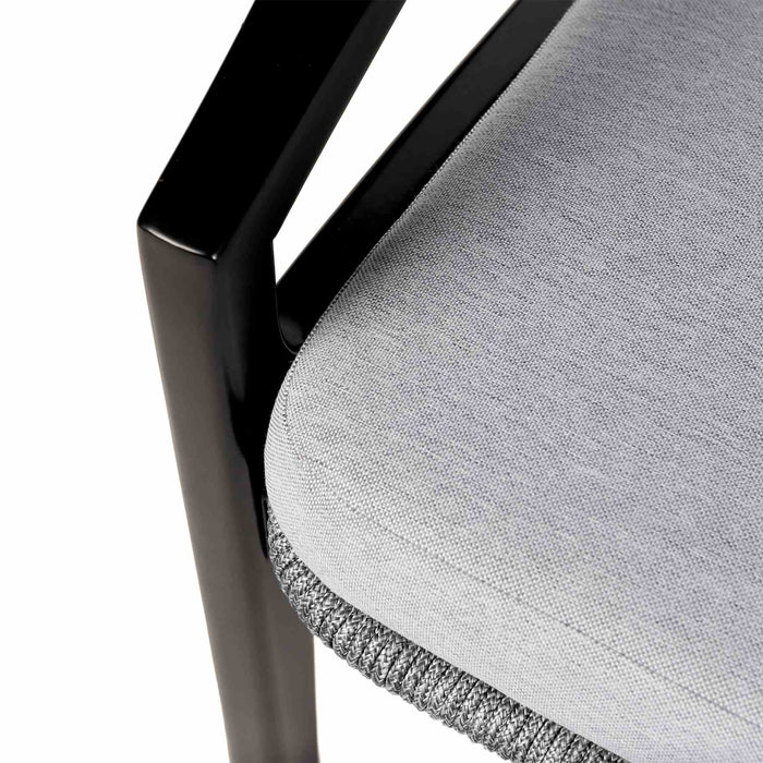 Beckham Outdoor Sofa in Dark Eucalyptus Wood and Gray Rope with White Cushions