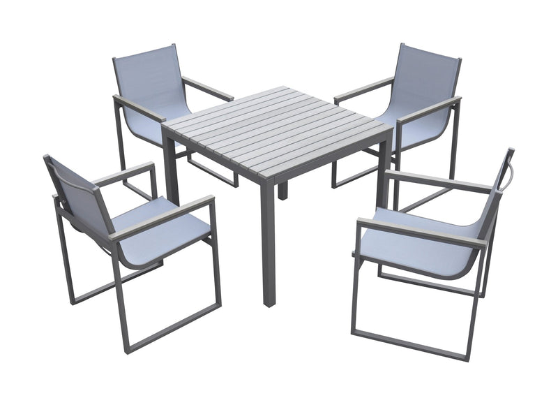 Bistro Dining Set Gray Powder Coated Finish (Table with 4 chairs) - Furniture City (CA)l