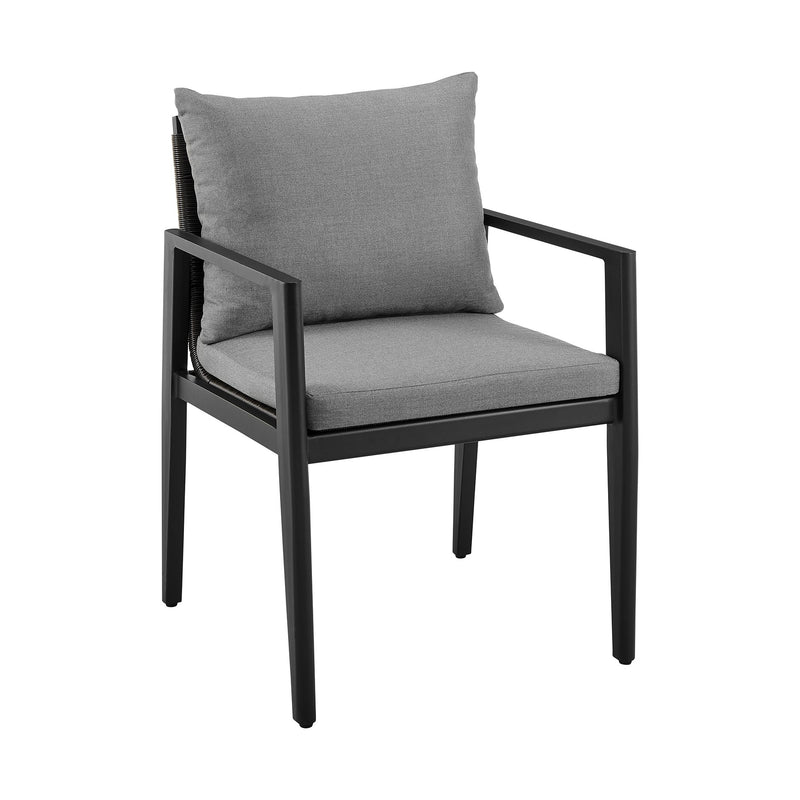 Cayman Outdoor Patio 5-Piece Dining Table Set in Aluminum with Gray Cushions - Furniture City (CA)l