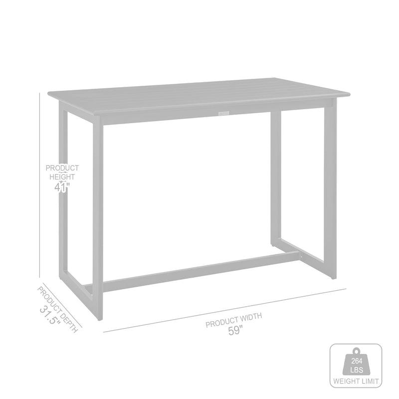 Cayman Outdoor Patio 5-Piece Bar Table Set in Aluminum with Gray Cushions - Furniture City (CA)l