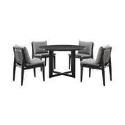 Cayman Outdoor Patio 5-Piece Round Dining Table Set in Aluminum with Gray Cushions - Furniture City (CA)l