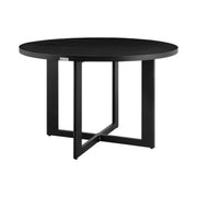 Cayman Outdoor Patio 5-Piece Round Dining Table Set in Aluminum with Gray Cushions - Furniture City (CA)l