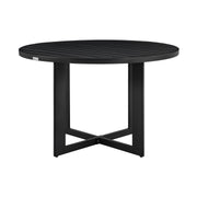 Cayman Outdoor Patio 5-Piece Round Dining Table Set in Aluminum with Gray Cushions - Furniture City (CA)l
