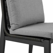 Cayman Outdoor Patio 5-Piece Round Dining Table Set in Aluminum with Gray Cushions - Furniture City (CA)l